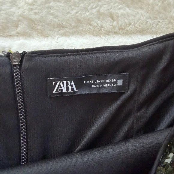 Zara Moss Green Sequin Midi Skirt XS Party Night Out Glam - Picture 8 of 8